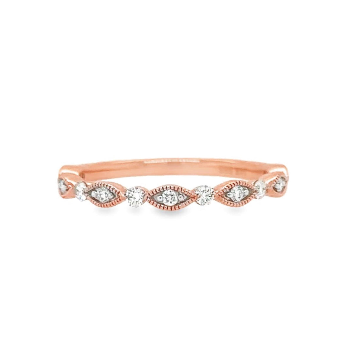 14Kt Rose Gold Stackable Wedding Ring With 0.21cttw Natural Diamonds