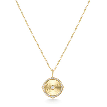Ania Haie 14Kt Gold Plated Sterling Silver Diamond-Cut Sunny Disc Necklace