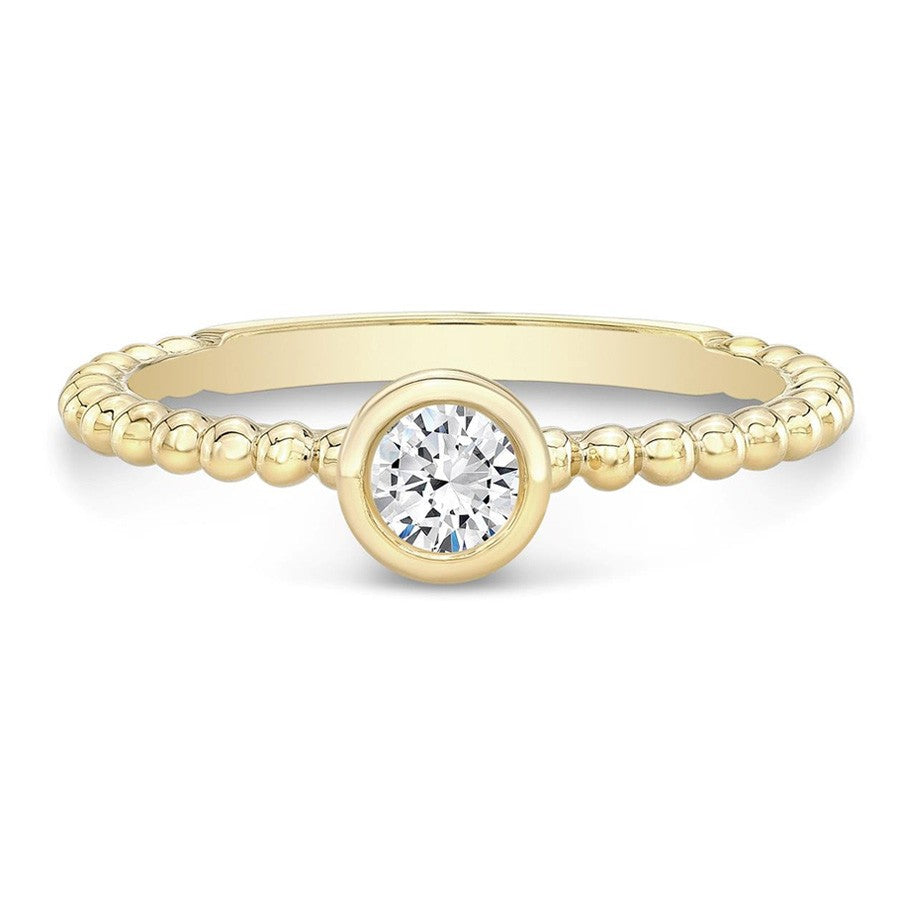 18Kt Yellow Gold Stackable Bezel Set Fashion Ring With .25ct Natural  Round Diamond