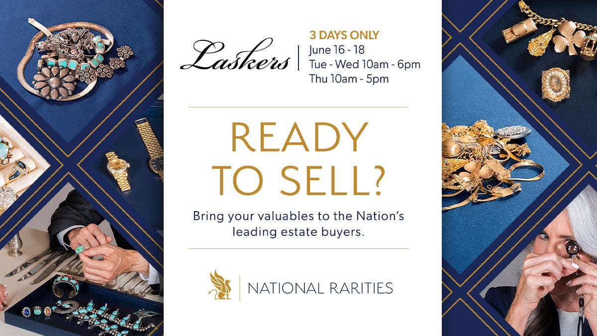 Advertisement for Lashers Estate Agents with jewelry images and text about selling valuables.