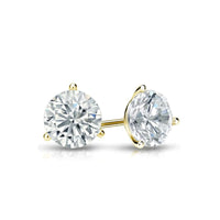Lasker Classic Round Natural Diamond Stud Earrings In Yellow Gold