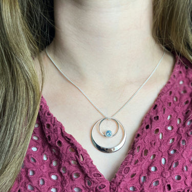 E.L. Designs Sterling Silver Juliet Pendant with Blue Topaz on 18" Wheat Chain