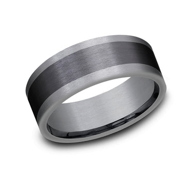 Tantalum & Dark Titanium Beveled Ring with Satin Finish. Width 8mm