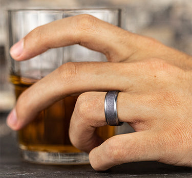 Tantalum  Width 8mm Band with Beveled Edges and Wire Finish.