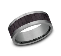 Grey Tantalum and Black Carbon Fiber 'The Senna' Wedding Band