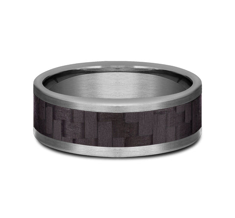 Grey Tantalum and Black Carbon Fiber 'The Senna' Wedding Band