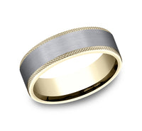 Ammara Stone 14Kt Yellow Gold & Grey Tantalum 'The Rogue' Wedding Band