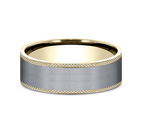 Ammara Stone 14Kt Yellow Gold & Grey Tantalum 'The Rogue' Wedding Band