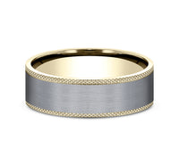 Ammara Stone 14Kt Yellow Gold & Grey Tantalum 'The Rogue' Wedding Band