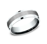 Ammara Stone 14Kt White Gold & Grey Tantalum 'The Duke' Wedding Band