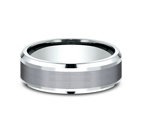 Ammara Stone 14Kt White Gold & Grey Tantalum 'The Duke' Wedding Band