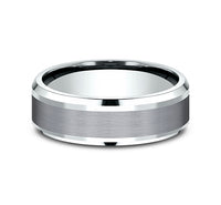 Ammara Stone 14Kt White Gold & Grey Tantalum 'The Duke' Wedding Band