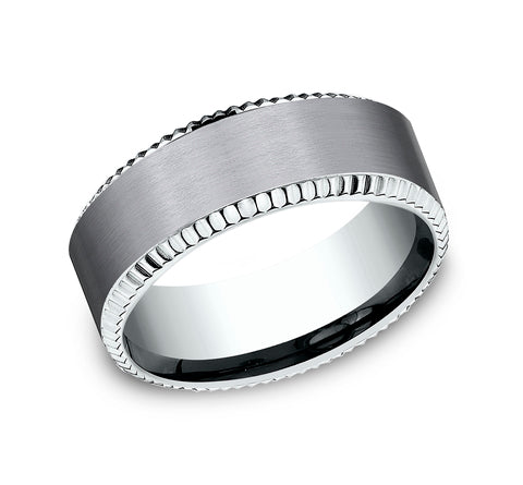 Ammara Stone 14Kt White Gold & Grey Tantalum 'The General' Wedding Band