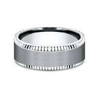 Ammara Stone 14Kt White Gold & Grey Tantalum 'The General' Wedding Band