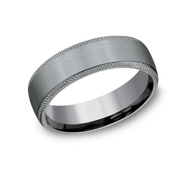 Tantalum Band Width 6.5mm with Knurled Edge and Satin Finish Center.
