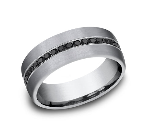 Grey Tantalum 'The Edison' Black Diamond Wedding Band