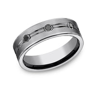 Tungsten The Quincy Black Diamond Wedding Band