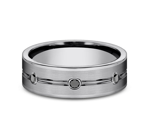 Tungsten The Quincy Black Diamond Wedding Band