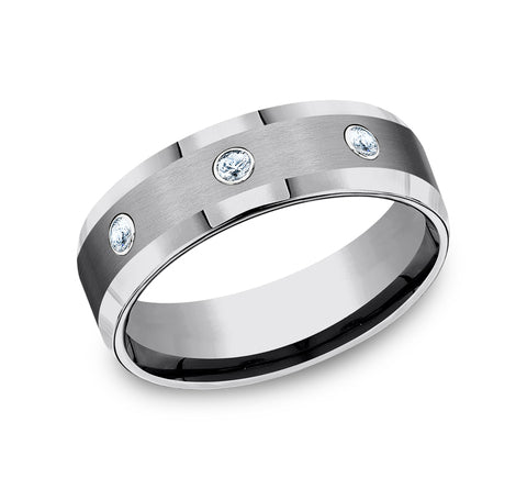 Tungsten 'The Reagan' Comfort Fit Diamond Wedding Band