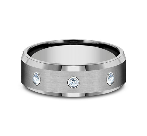 Tungsten 'The Reagan' Comfort Fit Diamond Wedding Band