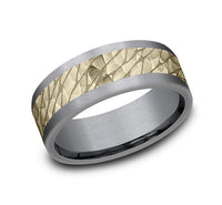 Ammara Stone Grey Tantalum & 14Kt Yellow Gold 'The Nile' Wedding Band