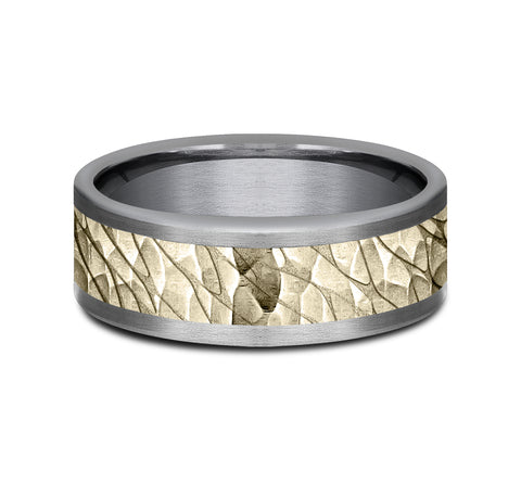 Ammara Stone Grey Tantalum & 14Kt Yellow Gold 'The Nile' Wedding Band