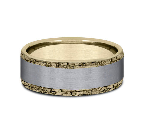 Ammara Stone 14Kt Yellow Gold & Grey Tantalum 'The Hadrian' Wedding Band