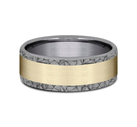 Ammara Stone Grey Tantalum & 14Kt Yellow Gold 'The Mosaic' Wedding Band