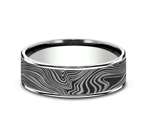 Ammara Stone 14Kt White Gold & Grey Tantalum 'The Marble' Wedding Band