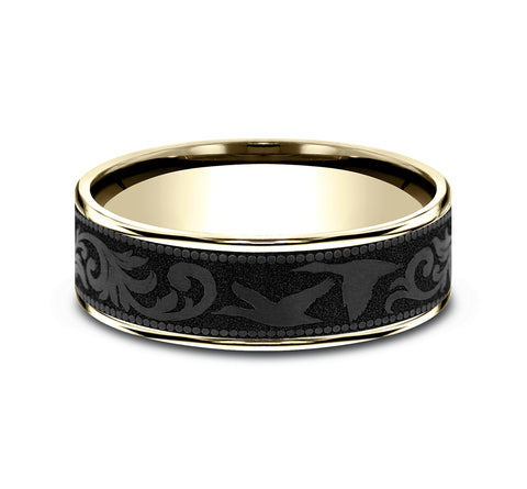 Brook & Branch 14Kt Yellow Gold & Black Titanium 'The Waterfowl' Wedding Band