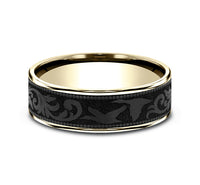 Brook & Branch 14Kt Yellow Gold & Black Titanium 'The Waterfowl' Wedding Band