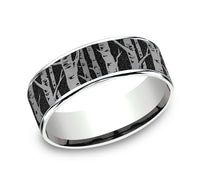 Brook & Branch 14Kt White Gold & Grey/Black Titanium 'The Birch' Wedding Band