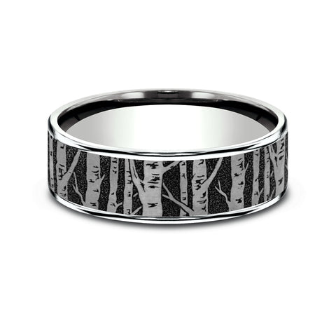 Brook & Branch 14Kt White Gold & Grey/Black Titanium 'The Birch' Wedding Band