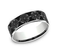 Brook & Branch 14Kt White Gold and Grey/Black Titanium 'The 12 Gauge' Wedding Band