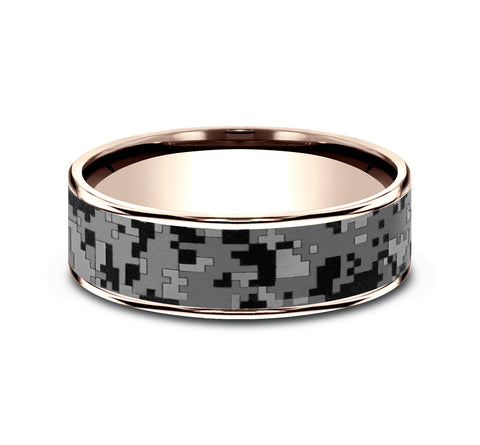 Brook & Branch 14Kt Rose Gold & Grey Tantalum 'The Digital Camo' Wedding Band