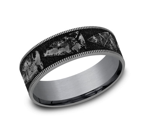 Brook & Branch Grey Tantalum and Grey/Black Titanium 'The Arrowhead' Wedding Band