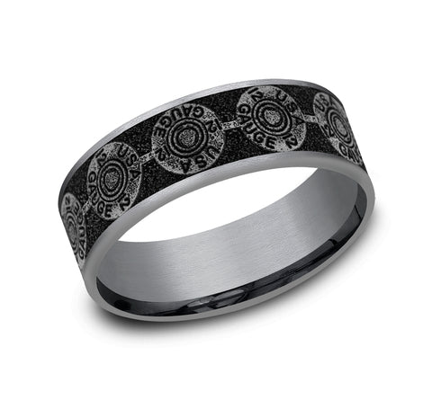 Brook & Branch Grey Tantalum & Grey/Black Titanium 'The 12 Gauge' Wedding Band