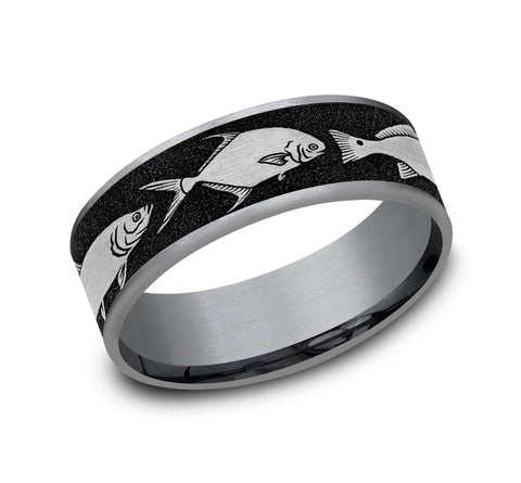 Brook & Branch Grey Tantalum & Black Titanium 'The Skiff' Wedding Band