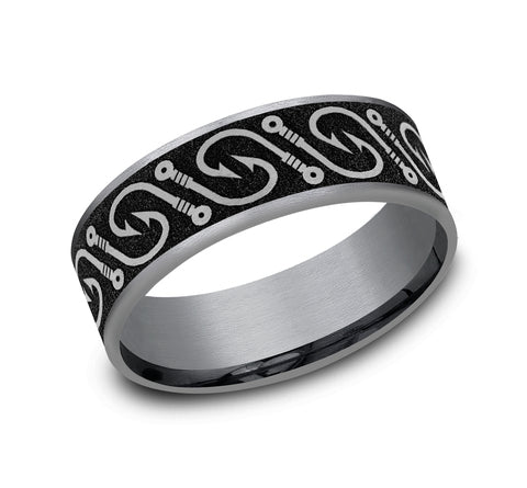 Brook & Branch Grey Tantalum & Grey/Black Titanium 'The Hook' Wedding Band