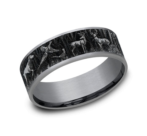 Brook & Branch Grey Tantalum & Grey/Black Titanium 'The Huntsman' Wedding Band