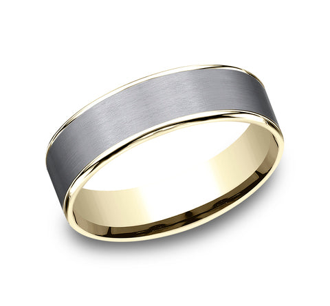Ammara Stone 14Kt Yellow Gold & Grey Tantalum 'The Rembrandt' Wedding Band