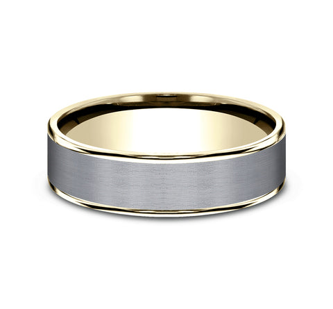 Ammara Stone 14Kt Yellow Gold & Grey Tantalum 'The Rembrandt' Wedding Band