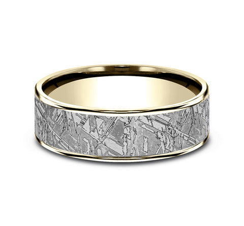Ammara Stone 14Kt Yellow Gold & Grey Tantalum 'The Gibeon' Wedding Band