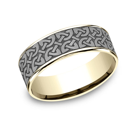 Ammara Stone 14Kt Yellow Gold & Grey Tantalum 'The Blarney' Wedding Band