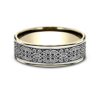 Ammara Stone 14Kt Yellow Gold & Grey/Black Titanium 'The Mihrab' Wedding Ring