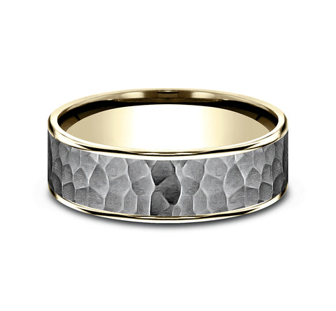 Ammara Stone 14Kt Yellow Gold & Dark Tantalum 'The Max' Wedding Band