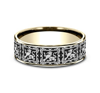 Ammara Stone 14Kt Yellow Gold and Grey/Black Titanium 'The Guardian' Wedding Band