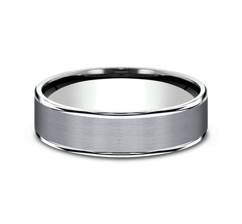 Ammara Stone 14Kt White Gold & Grey Tantalum 'The Rembrandt' Wedding Band