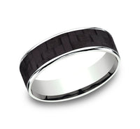 Ammara Stone 14Kt White Gold & Black Carbon Fiber 'The Schumacher' Wedding Band