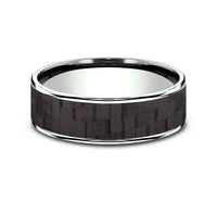 Ammara Stone 14Kt White Gold & Black Carbon Fiber 'The Schumacher' Wedding Band